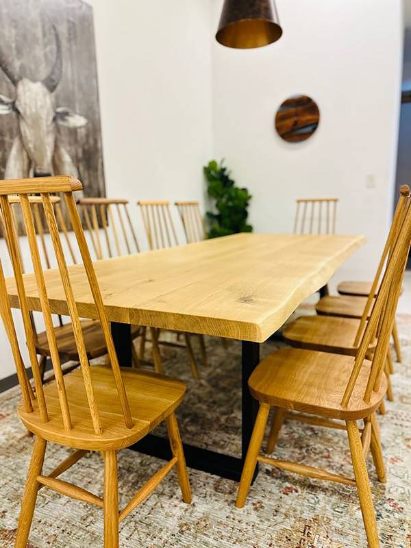 Dining oak white table large