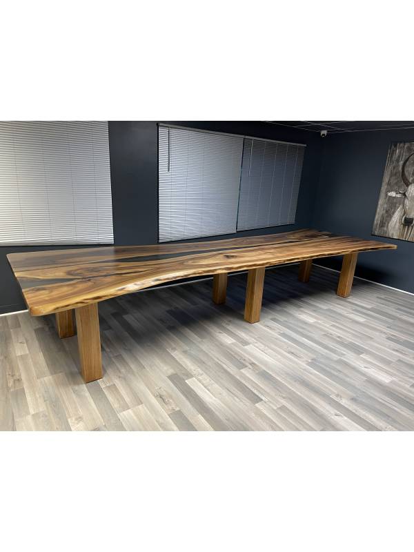 Conference epoxy resin and walnut wood table