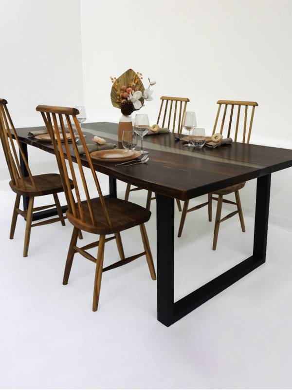 Dining epoxy and acacia wood table
