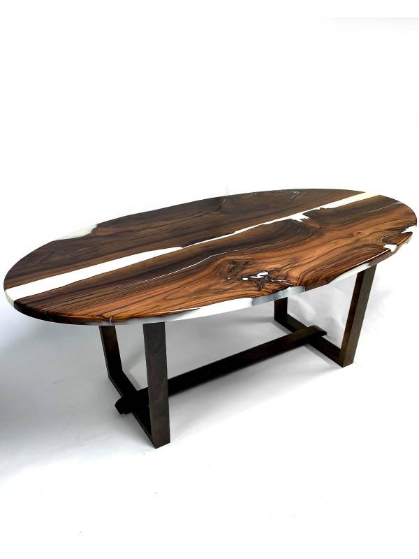 Oval epoxy and wood table XL