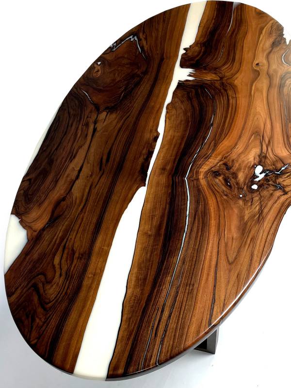 Oval epoxy and wood table XL