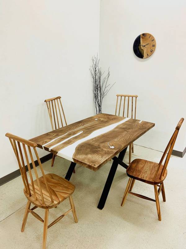 Dining Oak white epoxy resin table