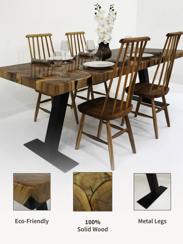 Rectangle dining stump pattern table