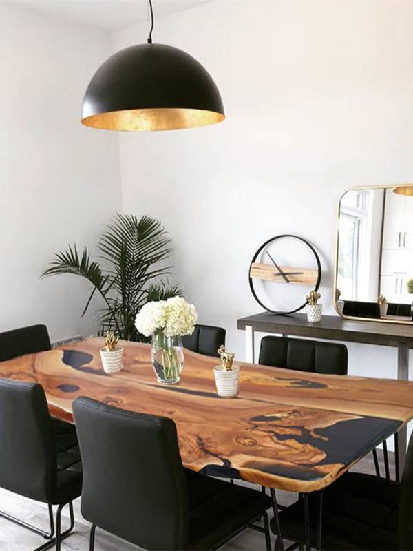 Dining XXL walnut black metall table